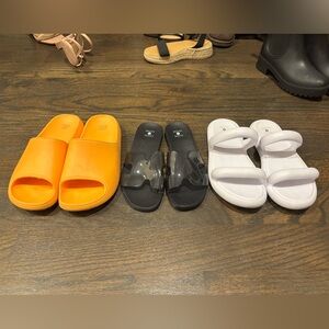 Set of Three Target Slide Sandals - Orange, Black, White - Size 6